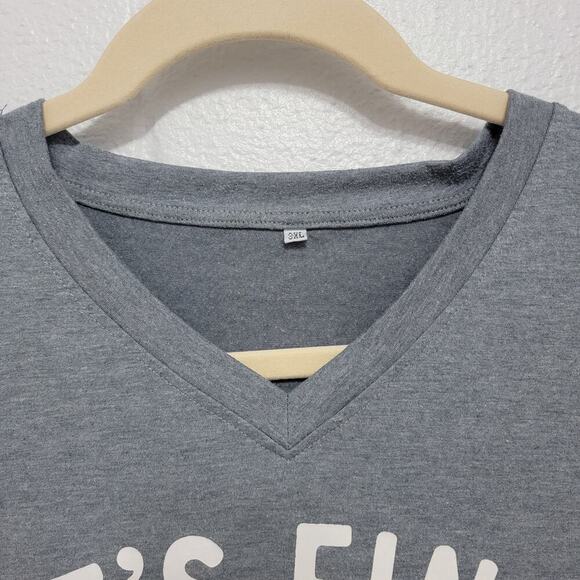 Its Fine Everything Is Fine Joke Tee 3x Grey Heather - Picture 7 of 9
